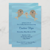 Uitnodiging voor zeehonden babyshower (Voorkant / Achterkant)