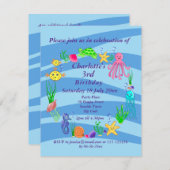 Uitnodiging voor zeelevenfeestje  (Voorkant / Achterkant)