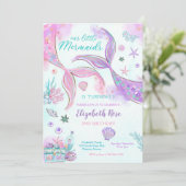 Uitnodiging voor zeemeermin 2de verjaardagsfeestje (Staand voorkant)