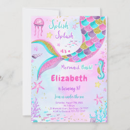 Uitnodiging voor zeemeermin-verjaardagsfeest onder