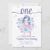Uitnodiging voor zeemeermin verjaardagsfeest Zeeme (Voorkant)