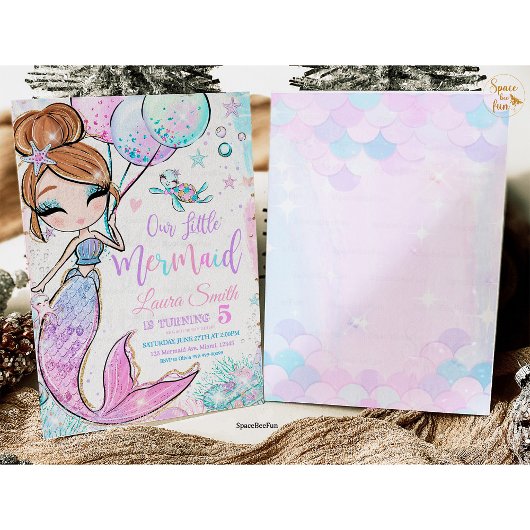 Uitnodiging voor zeemeermin verjaardagsfeest Zeeme