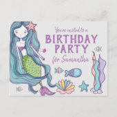 Uitnodiging voor zeemeermin verjaardagsfeestje (Voorkant)