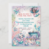 Uitnodiging voor zeemeerminnen zwembadfeest (Achterkant)