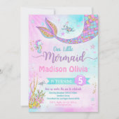 Uitnodiging voor zeemeerminverjaardag onder de zee (Voorkant)