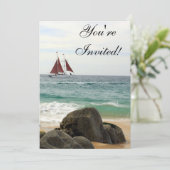 Uitnodiging voor zeilboot (Staand voorkant)