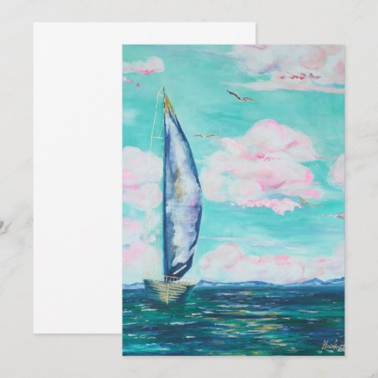 uitnodiging voor zeilboot (Voorkant / Achterkant)