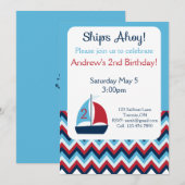 Uitnodiging voor zeilboot Birthday (Voorkant / Achterkant)