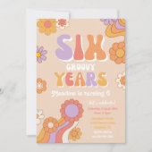 Uitnodiging voor zes Groovy-jaren | 6e verjaardag (Voorkant)