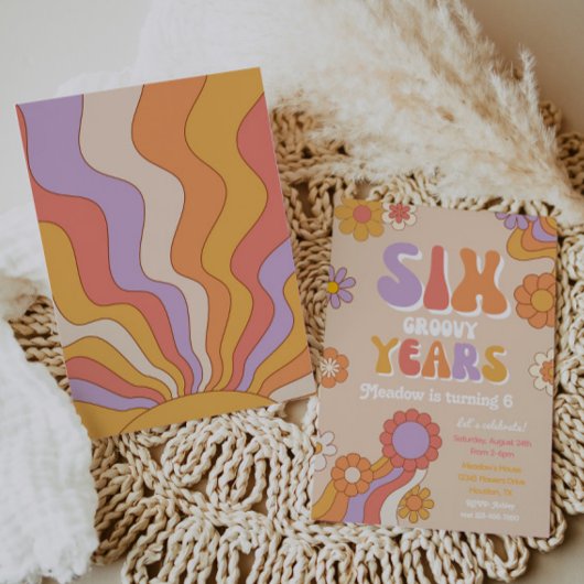 Uitnodiging voor zes Groovy-jaren | 6e verjaardag 