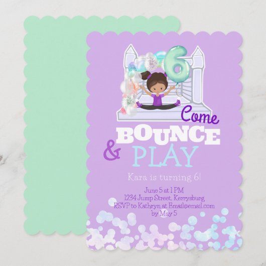 Uitnodiging voor zesde verjaardag (Voorkant / Achterkant)