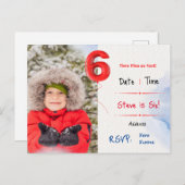 Uitnodiging voor zesde verjaardag van de jongen (Voorkant / Achterkant)