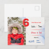 Uitnodiging voor zesde verjaardag van de jongen briefkaart (Voorkant / Achterkant)