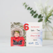 Uitnodiging voor zesde verjaardag van de jongen briefkaart (Staand voorkant)
