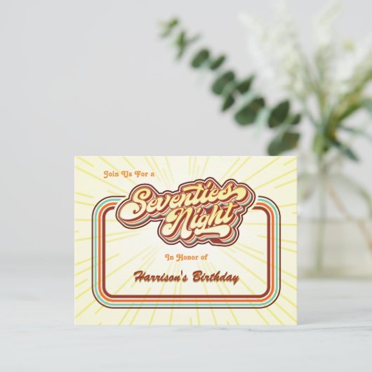 Uitnodiging voor Zeventiger Jaren Avond (Staand voorkant)