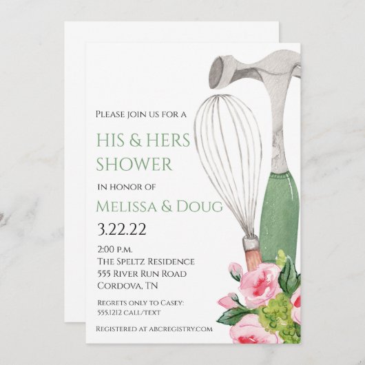 Uitnodiging voor 'Zijn en Haar' Bruidsfeest Keuken (Voorkant / Achterkant)