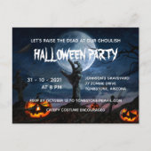 Uitnodiging voor Zombie Hand Volle Maan Griezelfee (Voorkant)