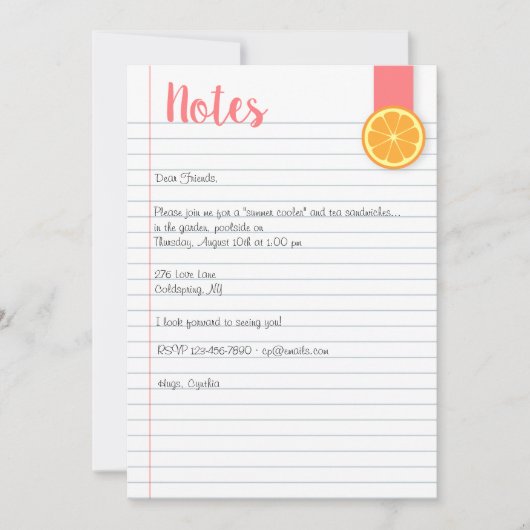 Uitnodiging voor zomernotering (Voorkant)