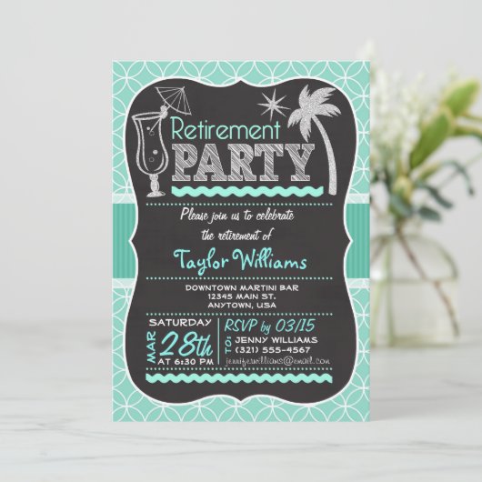 Uitnodiging voor zomerpensioen op Aqua Pattern (Staand voorkant)