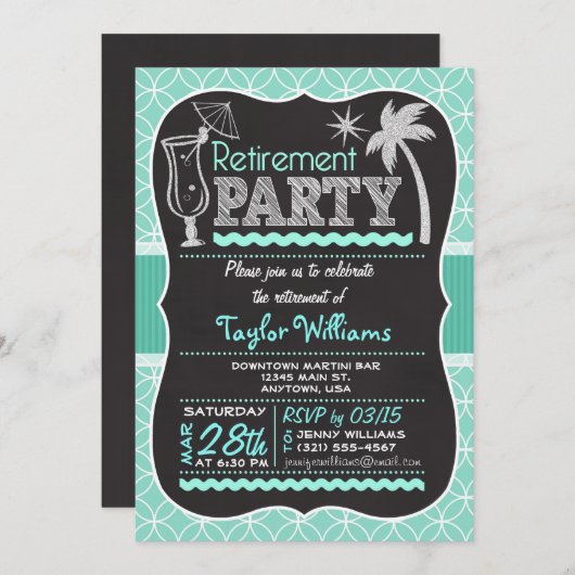 Uitnodiging voor zomerpensioen op Aqua Pattern (Voorkant / Achterkant)