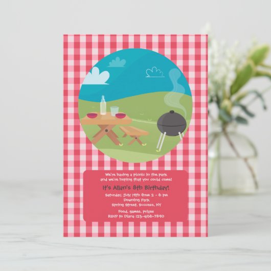 Uitnodiging voor zomerse picknick (Staand voorkant)