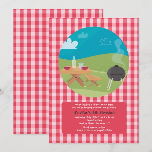 Uitnodiging voor zomerse picknick (Voorkant / Achterkant)