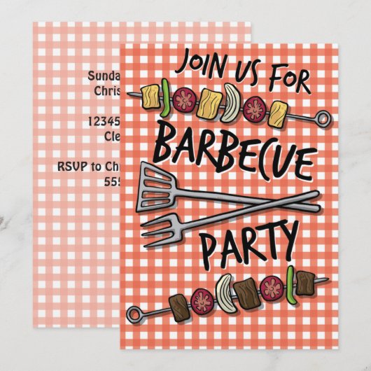 Uitnodiging voor zomertijd BBQ (Voorkant / Achterkant)