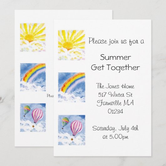 Uitnodiging voor zomervakantie (Voorkant / Achterkant)