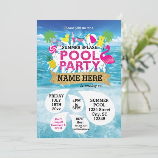 Uitnodiging voor zomerzoneparen 5 x 7 (Staand voorkant)