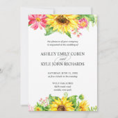 Uitnodiging voor zonnebloembruiloft tegen lichte a (Voorkant)