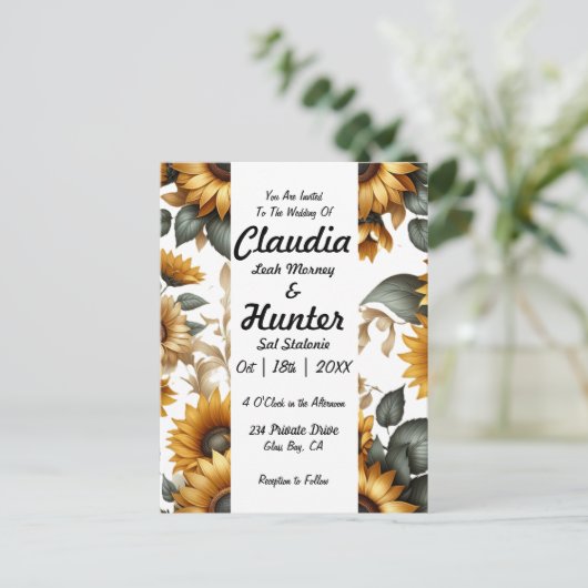 Uitnodiging voor zonnebloempatch (Staand voorkant)