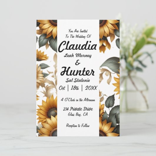 Uitnodiging voor zonnebloempatch (Staand voorkant)