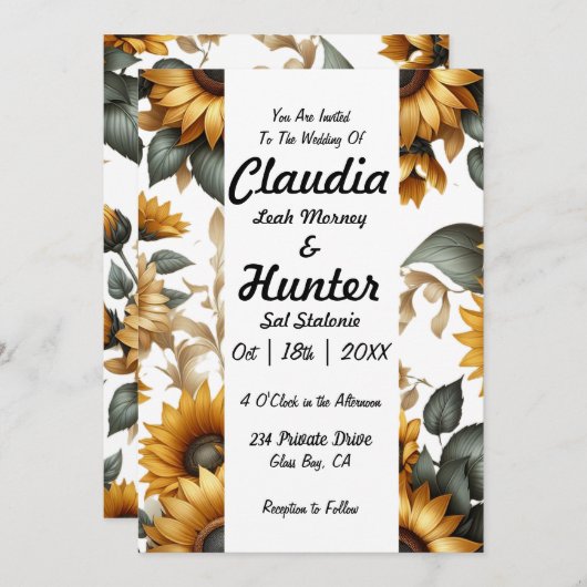 Uitnodiging voor zonnebloempatch (Voorkant / Achterkant)