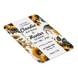 Uitnodiging voor zonnebloempatch magneet