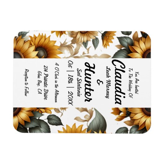 Uitnodiging voor zonnebloempatch magneet (Horizontaal)