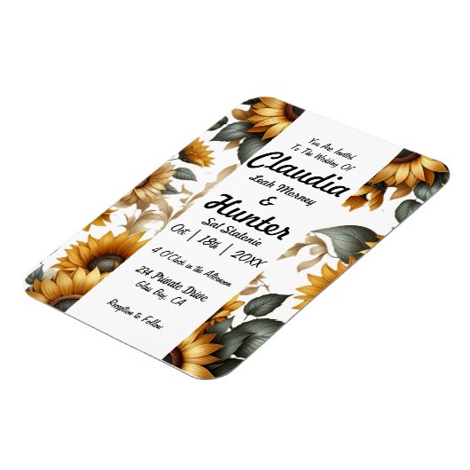 Uitnodiging voor zonnebloempatch magneet (Linkerzijde)