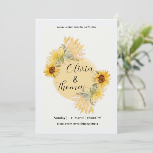 uitnodiging voor zonnebloempitten moderne (Staand voorkant)