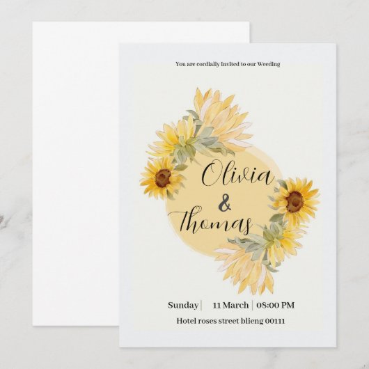 uitnodiging voor zonnebloempitten moderne (Voorkant / Achterkant)