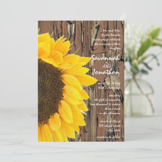  uitnodiging voor zonnebloempjes (Staand voorkant)