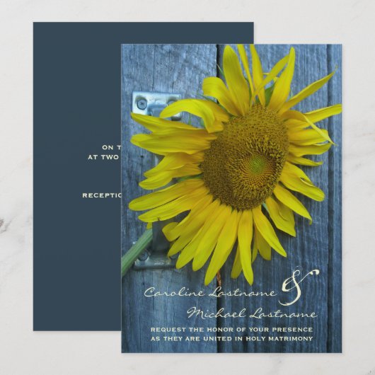 Uitnodiging voor zonnebloempjes - van Bride & Groo (Voorkant / Achterkant)