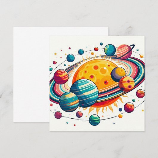 Uitnodiging voor zonnestelsel (Voorkant / Achterkant)