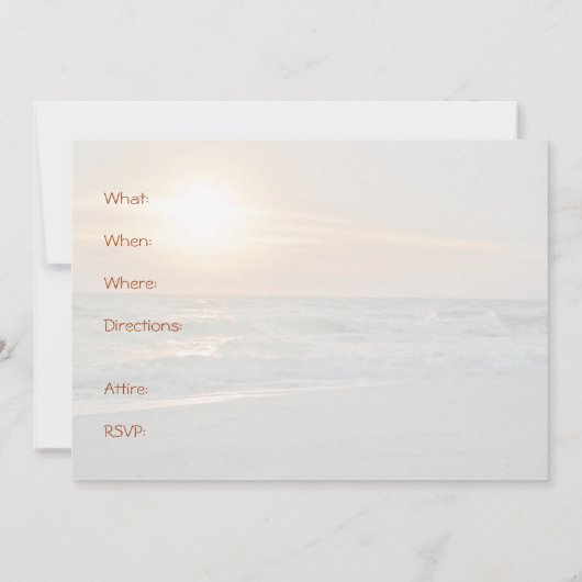 Uitnodiging voor zonsopgang aan het strand (met tw (Achterkant)