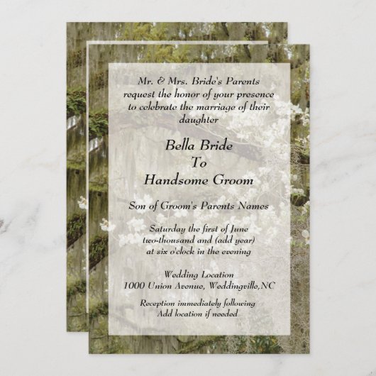 Uitnodiging voor Zuid-Charm Wedding (Voorkant / Achterkant)