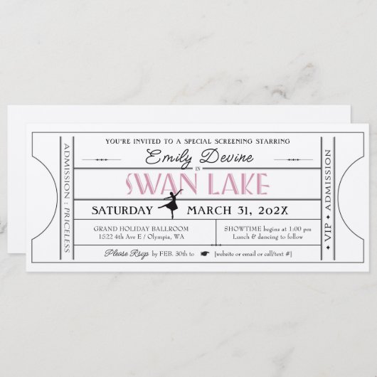 Uitnodiging voor Zwanenmeer Verjaardagsfeest Ticke (Voorkant / Achterkant)