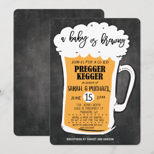 Uitnodiging voor zwangerschapsfeestje met bier (Voorkant / Achterkant)