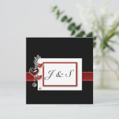 uitnodiging voor zwart en rood (Staand voorkant)