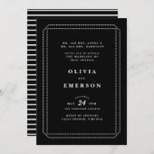 Uitnodiging voor zwart en wit klassieke bruiloft,  (Voorkant / Achterkant)