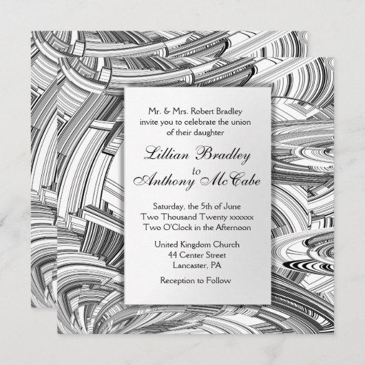 Uitnodiging voor zwart en wit moderne kunst (Voorkant / Achterkant)