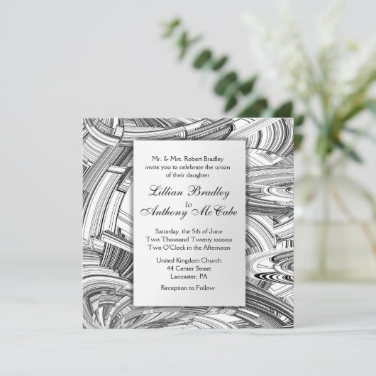 Uitnodiging voor zwart en wit moderne kunst (Staand voorkant)