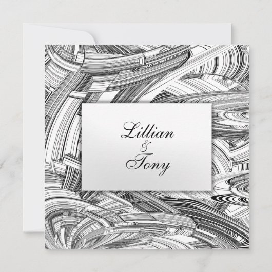 Uitnodiging voor zwart en wit moderne kunst (Achterkant)